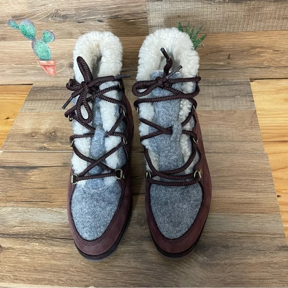 Sorel Cattail Alpine Winter Boots Womens Size 6M fuzzy suede boho like new - Picture 3 of 10